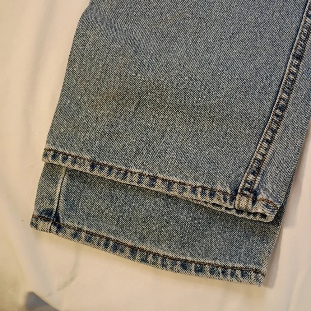 Levis 505 Regular Fit Straight 38 (36) x 32 (30) Light Wash Denim Blue Jeans Zip